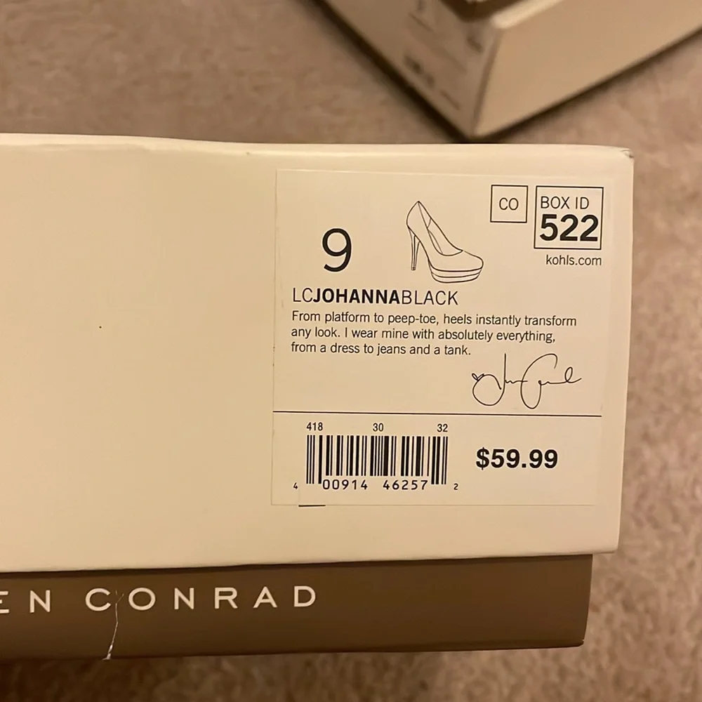 NEW LC Lauren Conrad Black Platform Heels Black 9 - Picture 4 of 6